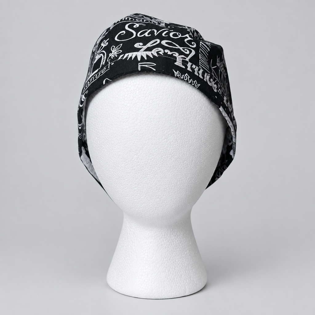 Faith and Grace print tie back scrub cap, handmade cotton