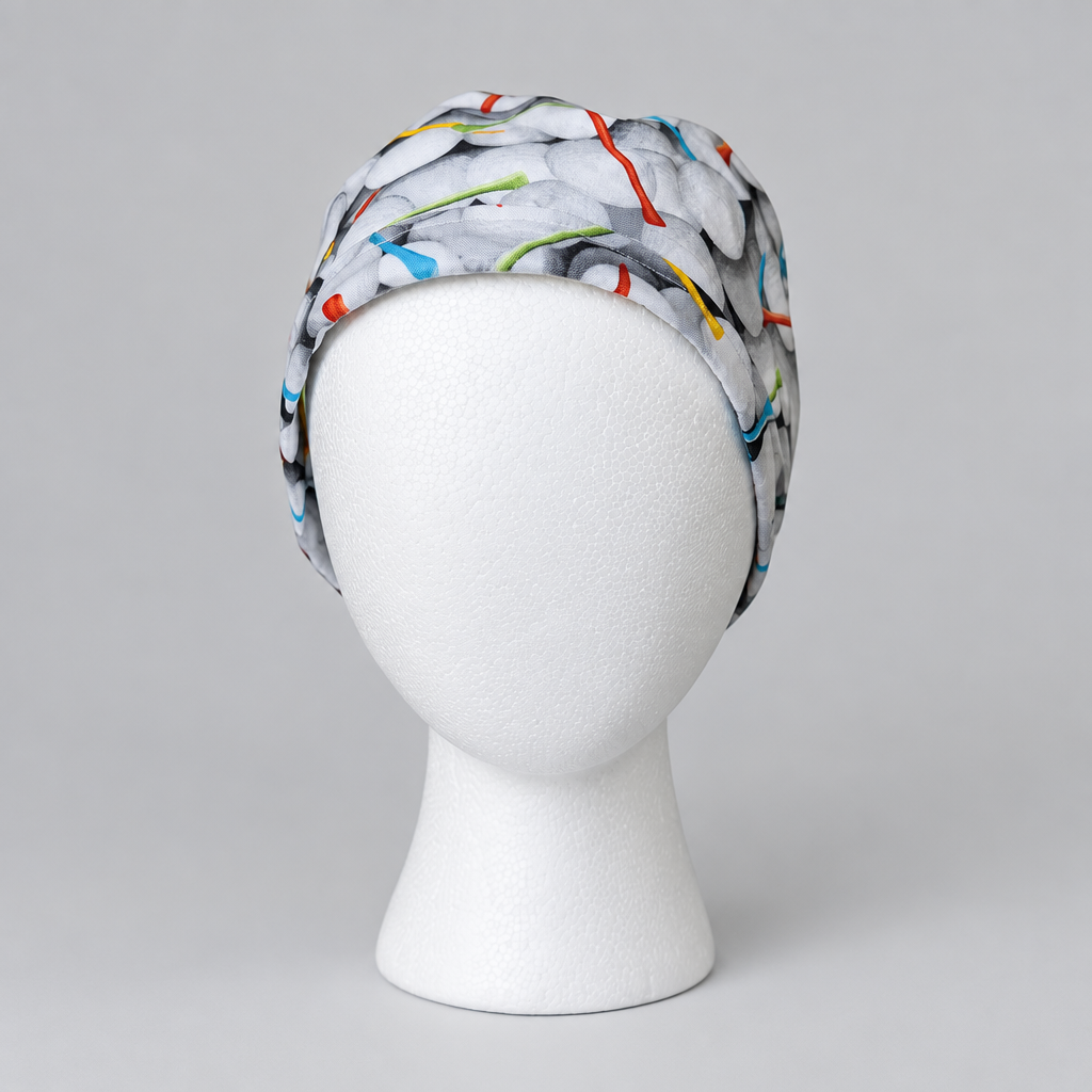 Golf print tie back scrub cap, handmade cotton